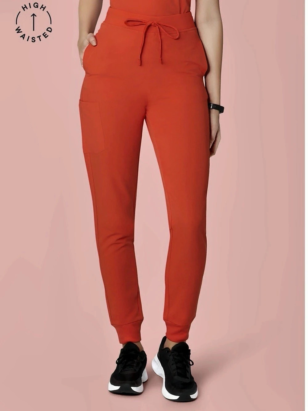 Mandala High Waist Joggers Scrub pants Sunset Orange